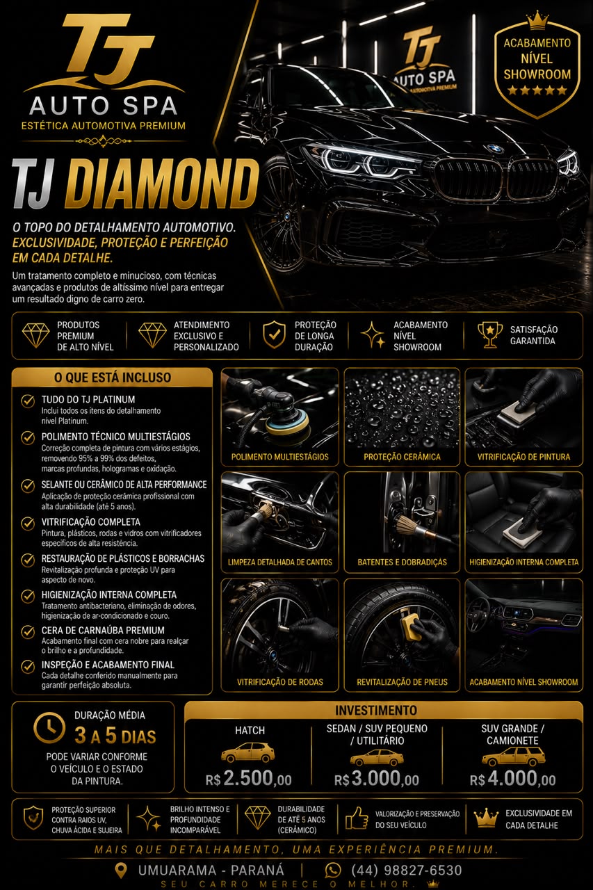 Informações completas do pacote TJ Diamond