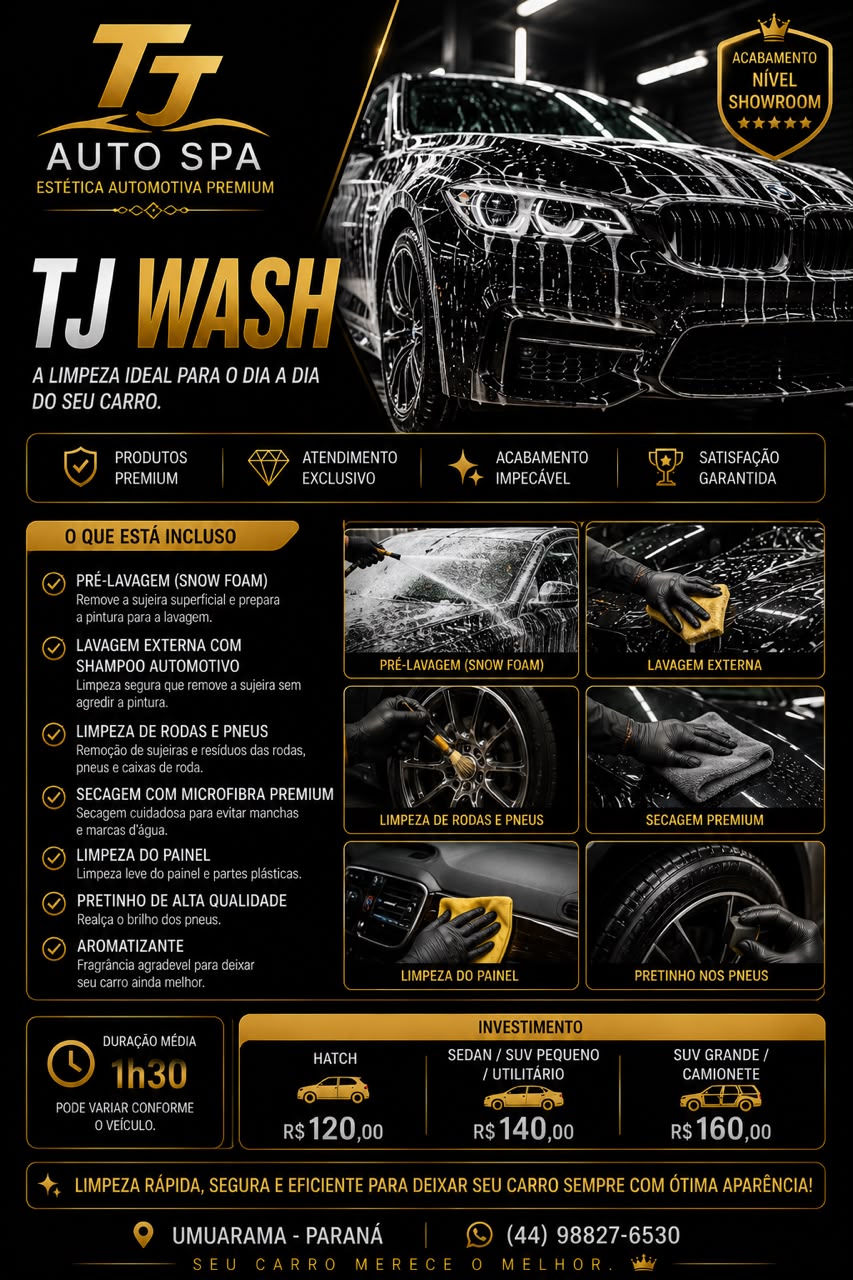 Informações completas do pacote TJ Wash